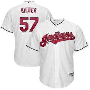 Mens Cleveland Indians Shane Bieber Cool Base Replica Jersey White